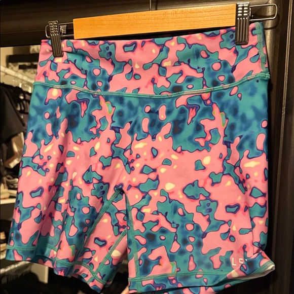 LS Women's Athletic Shorts - Pink and Blue Camo - Picture 1 of 1